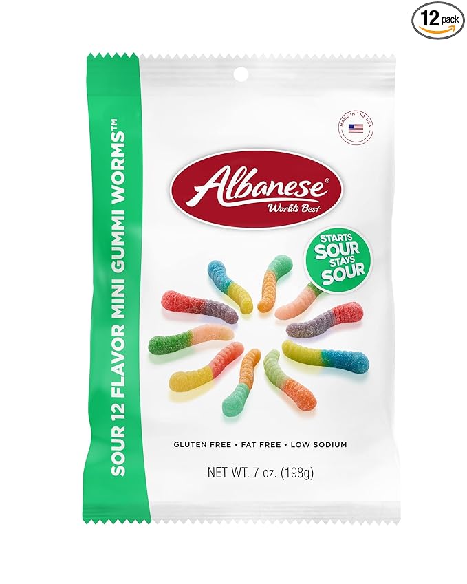 Albanese Sour 12-Flavor Gummi Worms